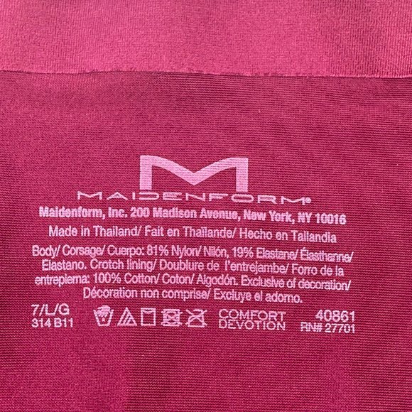 Maidenform Womens 7 Large Panty Hipster Lace Waist Comfort Devotion Burgundy New - Picture 3 of 8